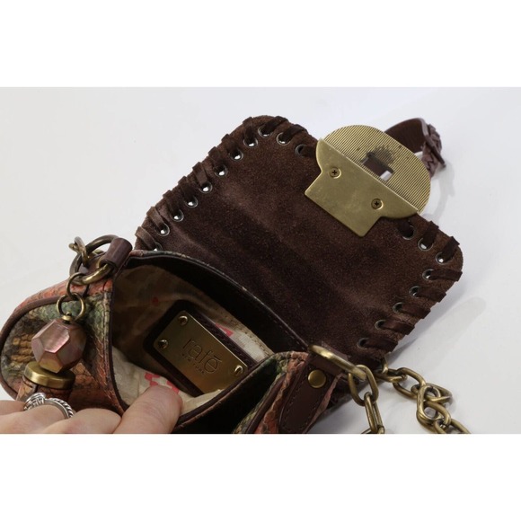 RAFE Multicolor Snake Print Leather Whipstitch Trim Chain Mini Crossbody Bag - Picture 9 of 10